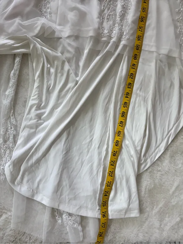 Lulus Momentous Love White Beaded Bustier Mesh Mermaid Maxi Dress Size Medium - Image 9