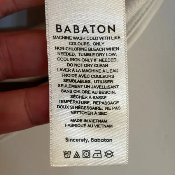 Babaton Aritzia Cream Long Sleeve V-Neck Collared Crop Top‎ 2XS Minimalist - Image 3