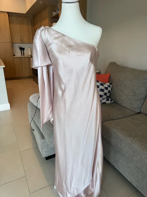 Azazie Pink One Shoulder Dress - Image 3