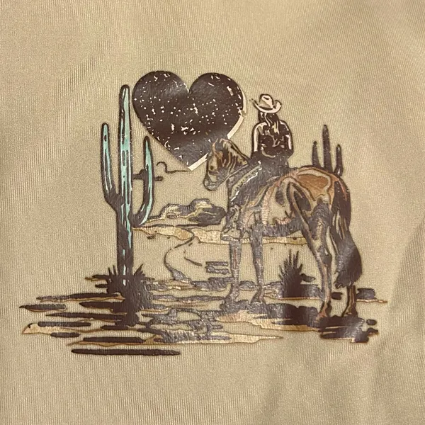 SheIn 2XL Western Tan Graphic T-Shirt - Image 4