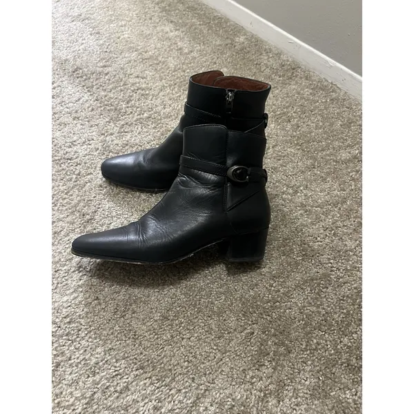 Coach Women's Chrystie Bootie Black Leather Ankle Heeled Size 9 - Image 2