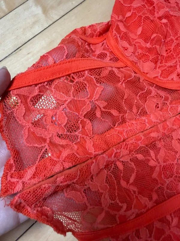BERSHKA Orange Lace Corset Bra Top Bralette Cropped Size Small - Image 2
