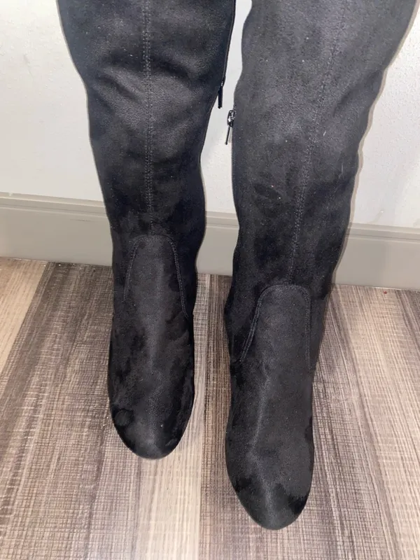 Women's Black Over-the-Knee Heeled Boots - Image 3