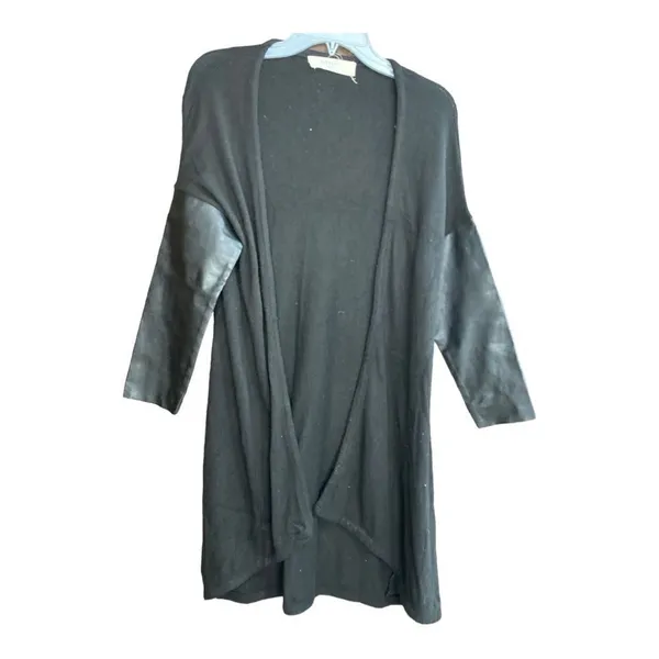 Zara black faux leather elbow open cardigan size medium - Image 7