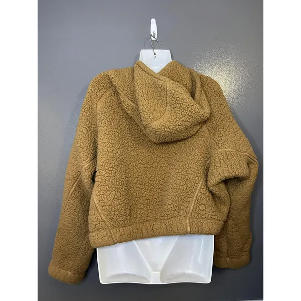 Wild Fable Jacket Womens M/L Brown Sherpa Fleece Hooded Full Zip Pockets Teddy - Image 5
