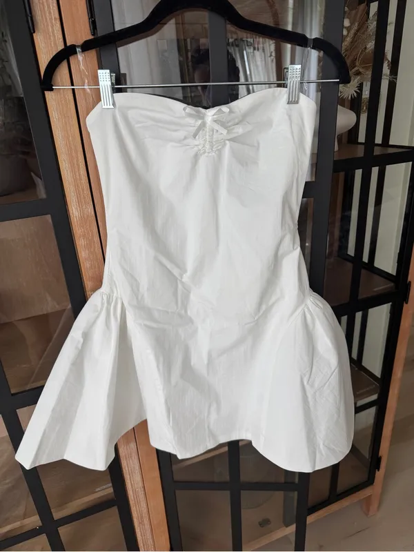 NWT Peppermayo Lucille Mini Dress strapless White bride engagement bow - Image 5