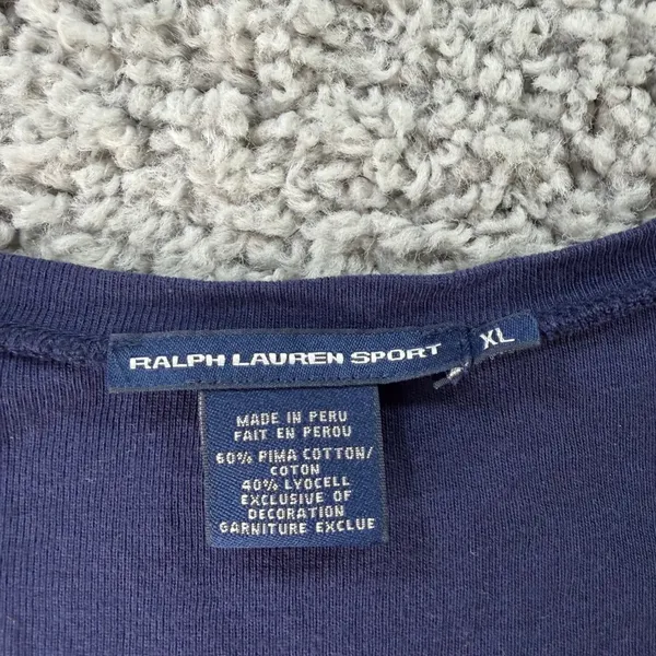 Ralph Lauren Sport Womens XL NavyBlue Pima Cotton Lyocell V-Neck Long Sleeve Tee - Image 3