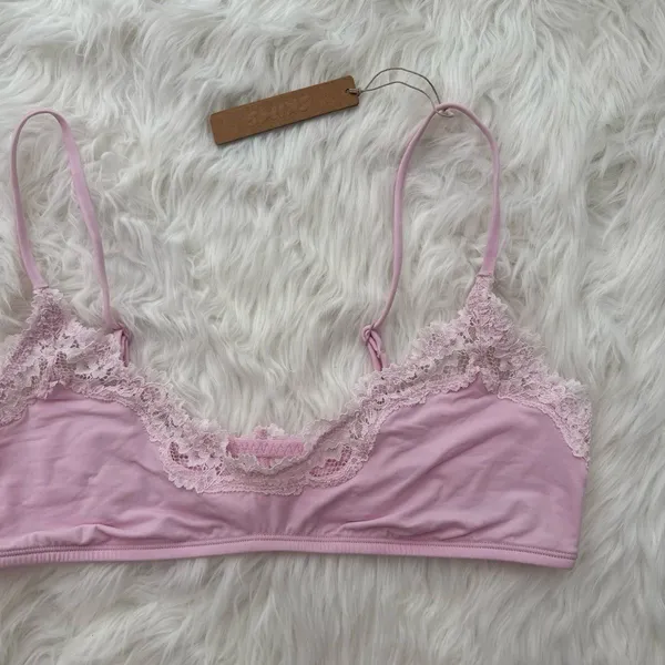 Skims Fits Everybody Lace Scoop Bralette Cherry Blossom Multi Size Large - Image 4