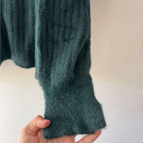 Aerie Emerald Green Fuzzy Soft‎ Buttercream Crew Sweater - Image 5