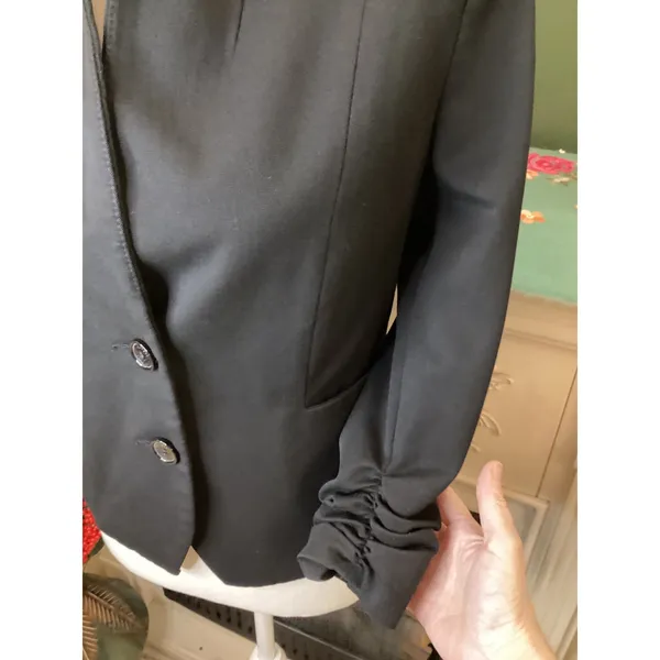 Express Black Ruched‎ Sleeve Blazer Jacket Women's Size 8 - Image 3