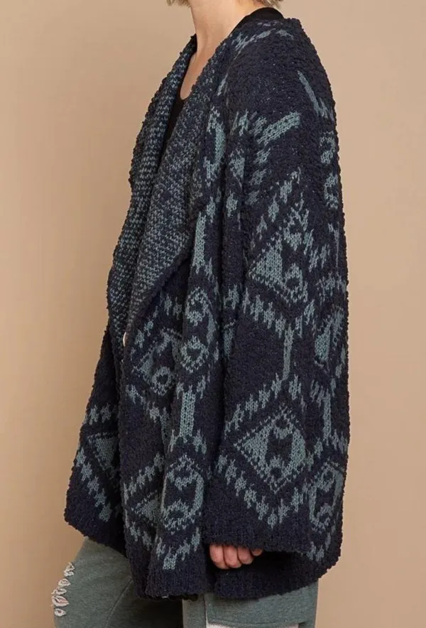 POL Oversized Aztec Chunky Knit Cardigan - Image 8