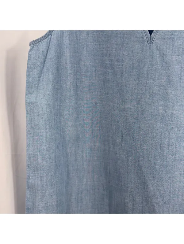 J. by J.Crew Women’s Small Chambray Blue Sleeveless Scallop Hem Top - Image 3