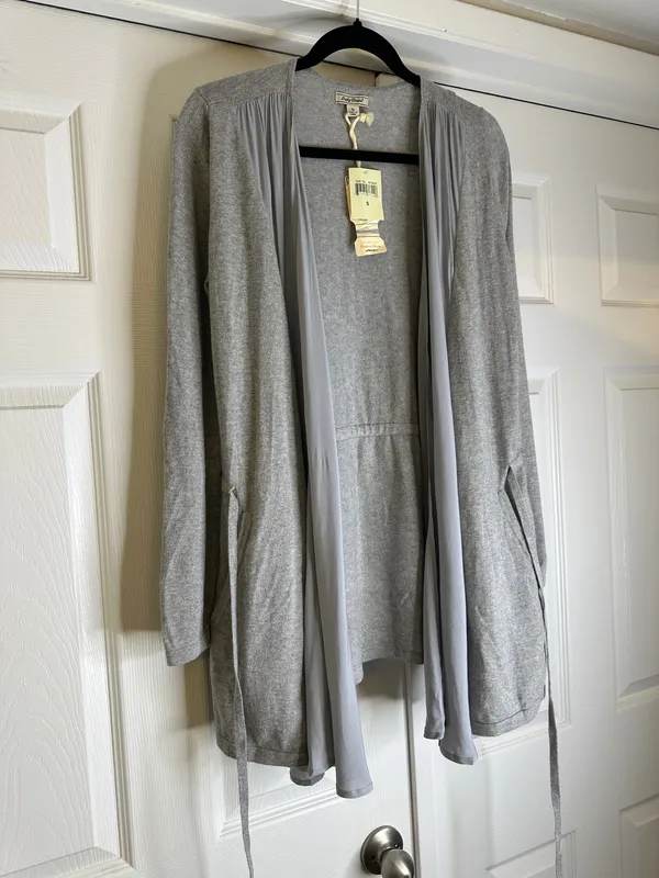 NWT Lucky Brand Boho Cardigan Grey Blue Tie Front Size S - Image 3