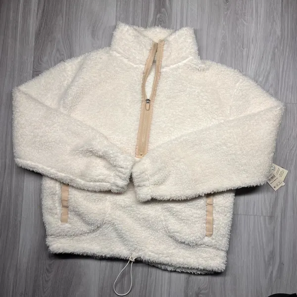 No Boundaries Cream Sherpa Half-Zip sweater - Image 2