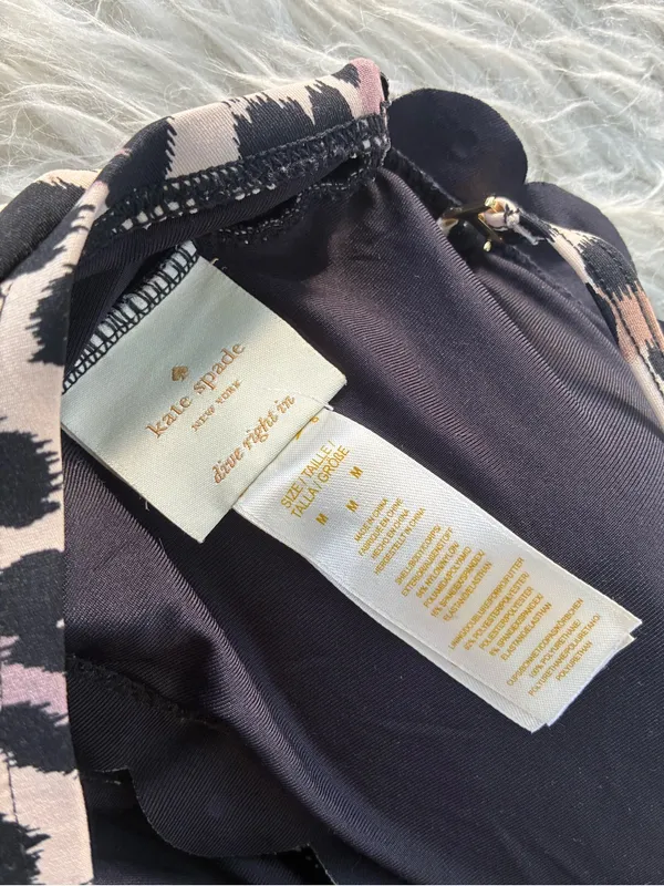 kate spade Leopard Print One-Piece Swimsuit in Black and Cream - Image 3