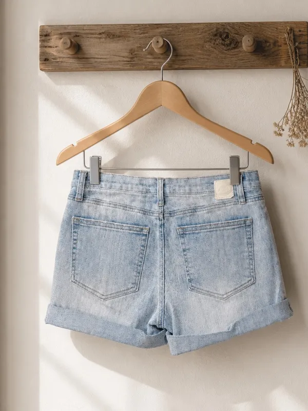 Glamsia High-Rise Light Blue Distressed Denim Shorts - Image 3