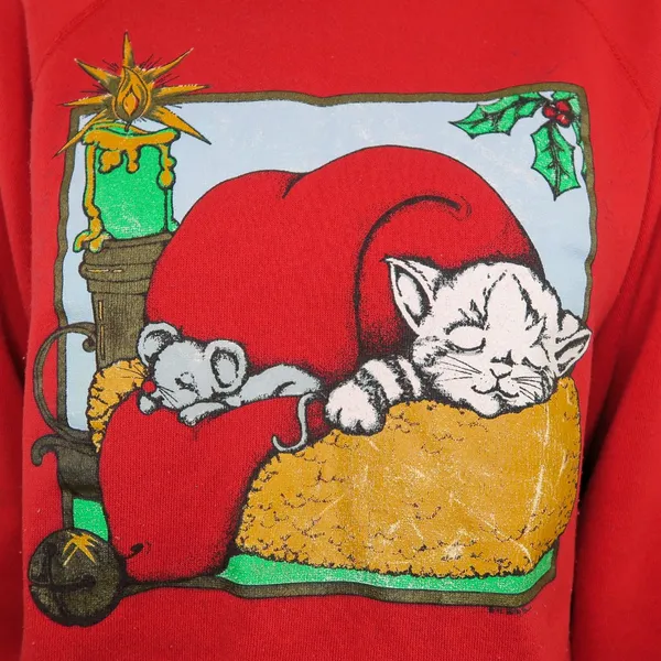 Tultex Vintage 80s Cat & Mouse Christmas Sweatshirt - Image 2