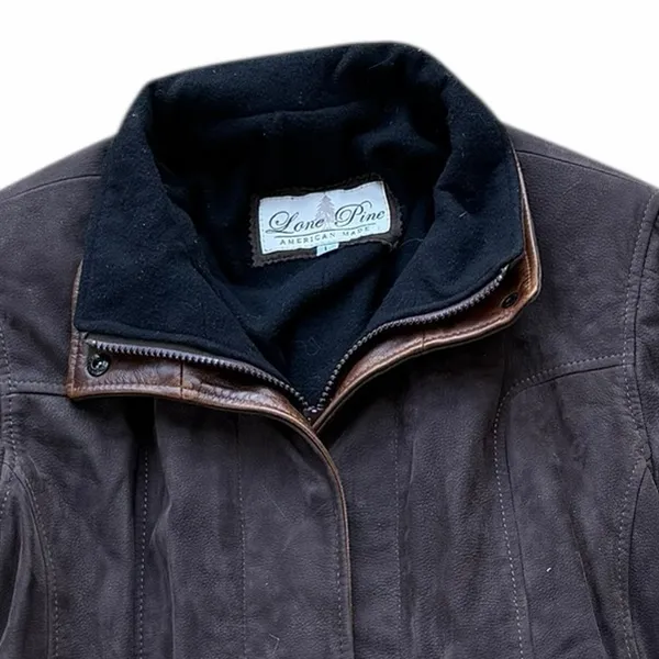 Women's Lone Pine 100% Leather Suede Lambskin Brown Field Jacket Coat Made USA - Image 6