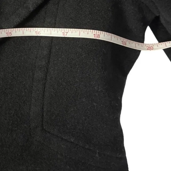 Womens Black Wool Blend Peacoat Size M Double Breasted 6 Button Long Winter Coat - Image 7