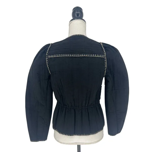 Anthropologie Quilted Puff Sleeve Jacket in‎ Black - Image 10