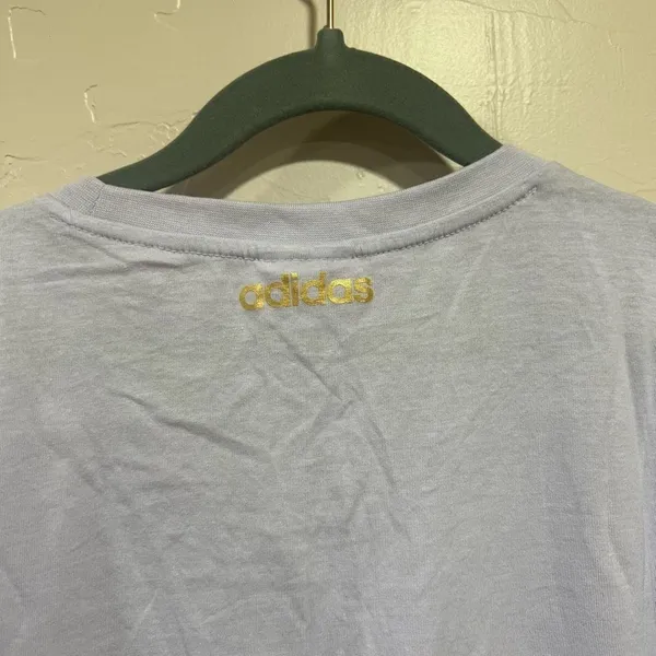 Adidas Women’s Purple and Gold Tee - Image 4