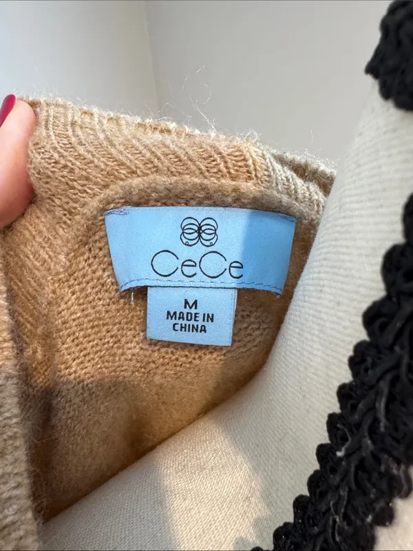 CeCe Beige Sweater with Red Heart Crewneck - Image 2