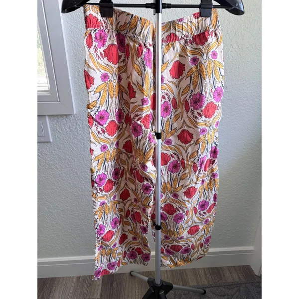 Rachel Zoe 100% Linen Flowy Baggy Wide Leg Floral Elastic Waist Pants Size M - Image 3
