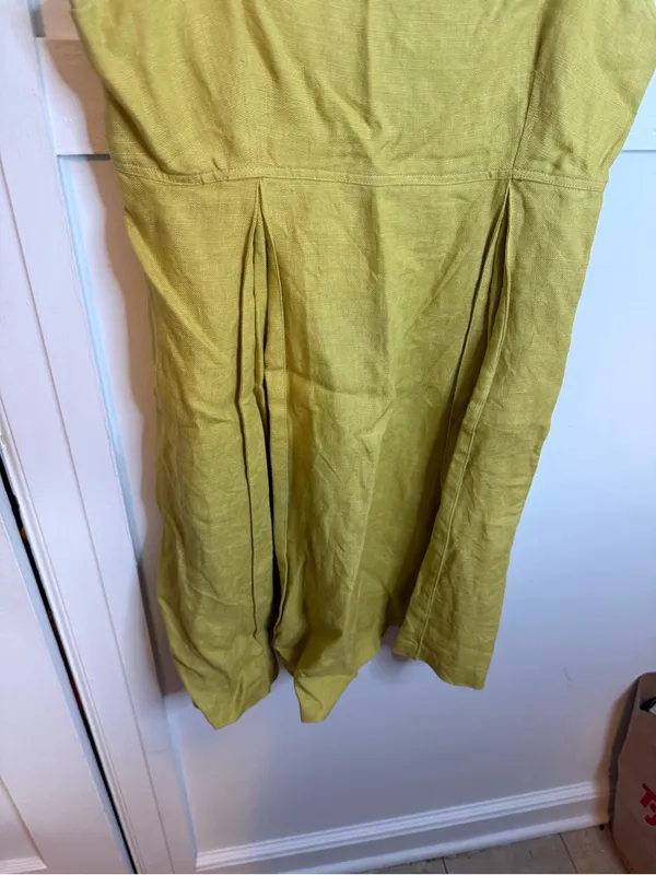 Betsey Johnson Luxe Mustard Yellow Vintage Y2K Babydoll Linen Mini Dress - Image 5