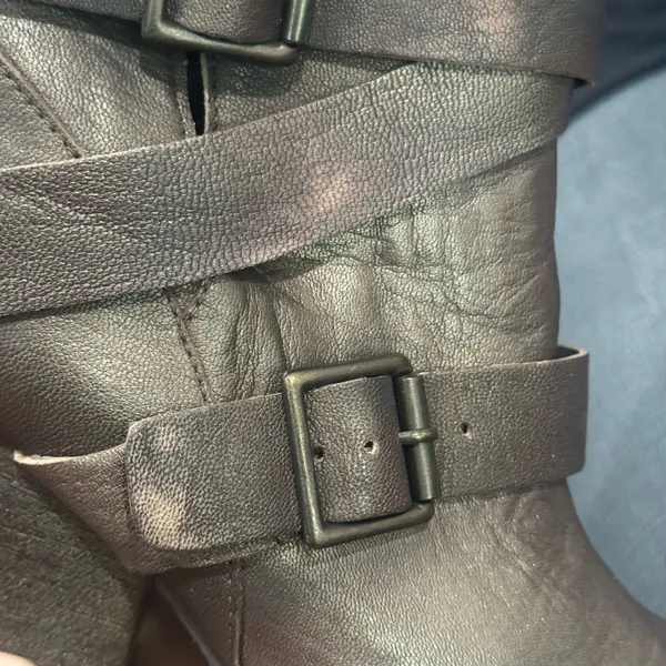 Naughty Monkey Cross My Heart Brown Distressed Leather Buckle Ankle Boots Women’s Size 9 - Image 12