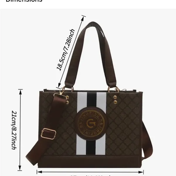 Monogram Stripe Tote Bag G Logo Medallion Top Handle Crossbody Shoulder Bag NIP - Image 9