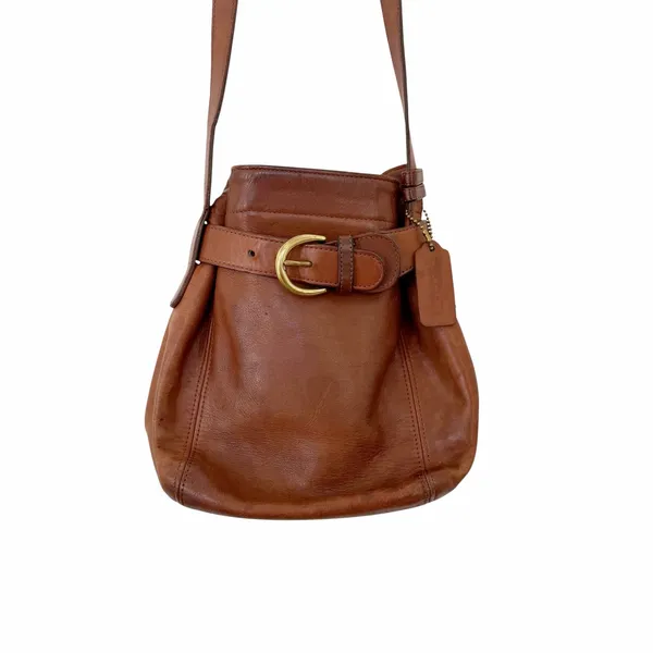 Vintage Coach Brown Leather Belted Soho Crossbody Bucket Bag 4156 - Image 2