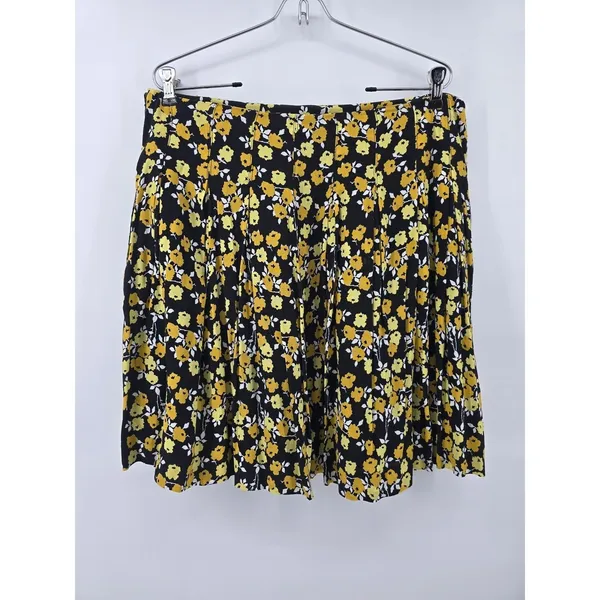 Boden Skirt Womens 12 Floral Black Yellow Pleated‎ A-Line EUC - Image 3