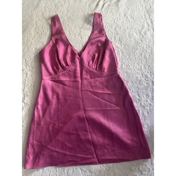 Nasty Gal Satin V Neck Ruched Bust Mini Dress SIZE 10 - Image 2