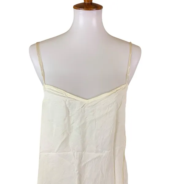 Jessica‎ McClintock Cream Slip Midi Dress Spaghetti Strap Small Slit Large - Image 2