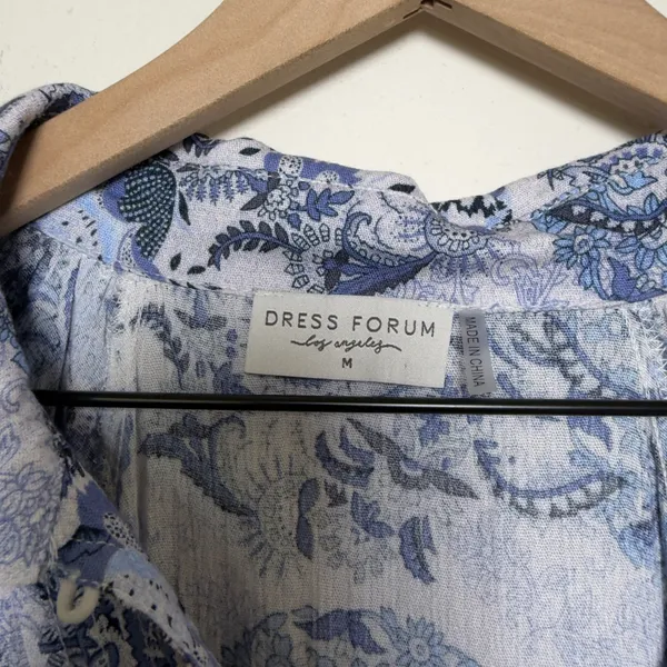 Aritzia Dress Forum Women Mini‎ Cottagecore Dress Medium Blue Paisley Western - Image 7