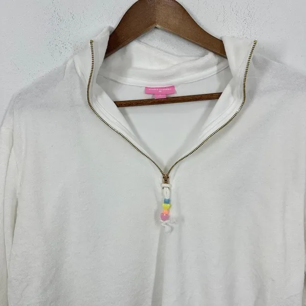 Stoney Clover Lane x Target Half Zip Cropped Sweatshirt Terry Cotton White Small - Image 2