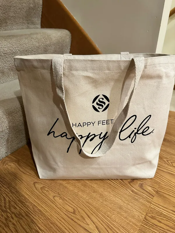 Happy Feet Happy Life Tote Bag Canvas never used Durable Great For Groceries Etc - Image 7