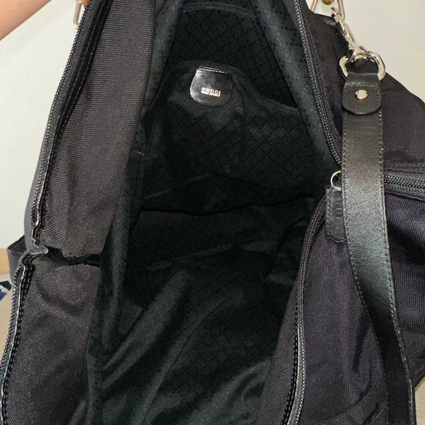 Vintage Gucci Black Bamboo Nylon Tote Bag - Image 8