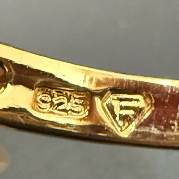 Vintage 925 Gold Over Sterling Silver Five CZ Row Band Women’s Ring Size 8 5g. - Image 10