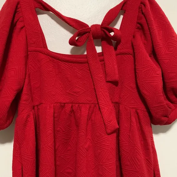 Listicle red babydoll dress with pockets & tie back woman size MEDIUM - Image 4