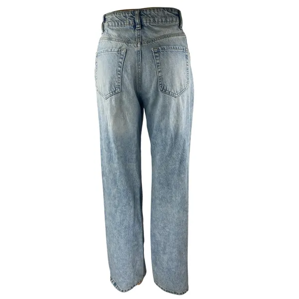 Garage Women's Blue High Rise Distressed Straight Wide Leg Denim Jeans Pants 0 - Image 3