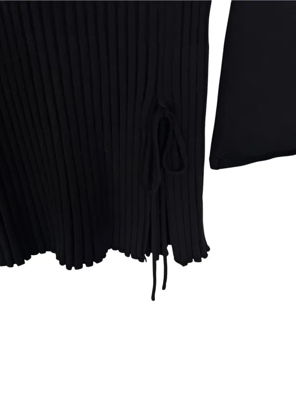 Meshki Britney Long Sleeve Knit Side Slit Mini Dress Black Size S - Image 8