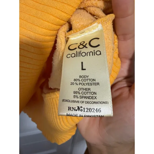 C&C California Womens Sunwashed Quarter Zip Sweatshirt Orange Large Relaxed Fit - Image 12