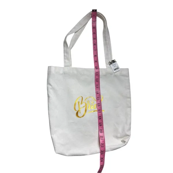 Bride Wedding Celebration Marriage Canvas Tote Bag with Gold Script - Image 5
