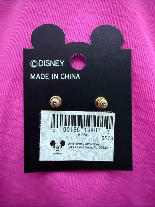 Walt Disney World Vintage Minnie Mouse Enamel Profile Stud Earrings Jewelry Card - Image 2