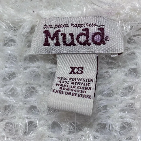 Mudd Fluffy Eyelash Knit Cardigan XS Cream Cozy Soft Girl Open Front Cottagecore - Image 2
