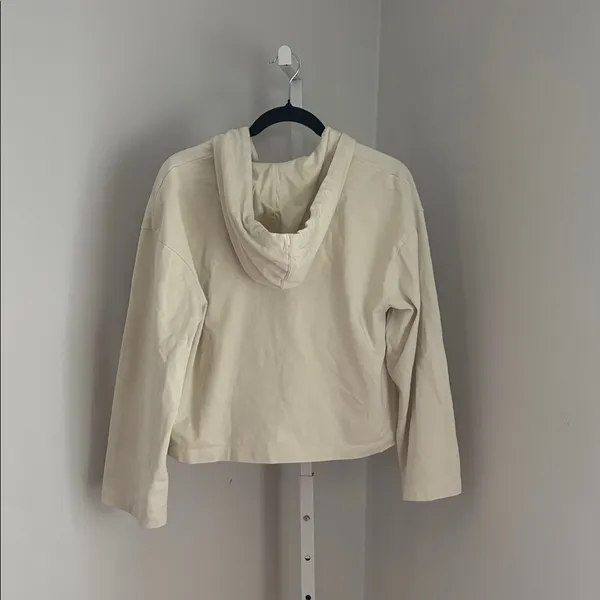 Nike Full Zip Hoodie Cream Loose Fit Waist Length Boxy Full Zip up Jacket Size S - Image 2