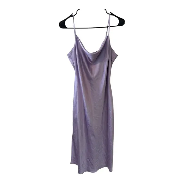 Express Lavender Satin Cowl Neck Slip Maxi Dress Size Large - Image 2