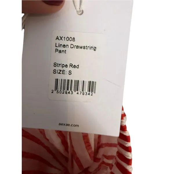 Aexae Revolve Red White Striped Linen Drawstring High Rise Wide Leg Pants Small - Image 9