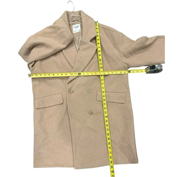 Abercrombie & Fitch Wool blend oversized boxy light brown tan coat sz Medium - Image 6